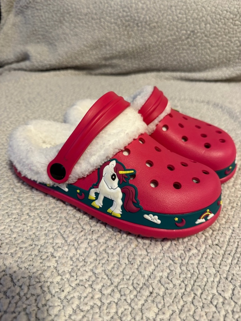 Kids' Fuzzy-Lined Unicorn Clogs - Hot Pink